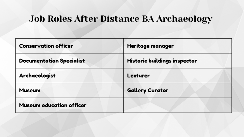 Job Roles After Distance BA Archaeology 