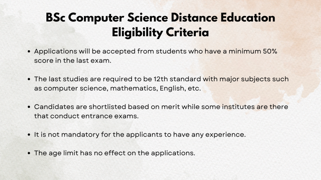 BSc Computer Science Distance Education Eligibility Criteria