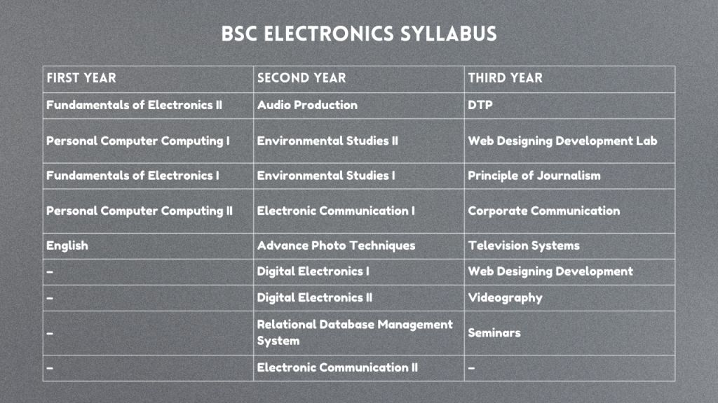BSc Electronics Syllabus