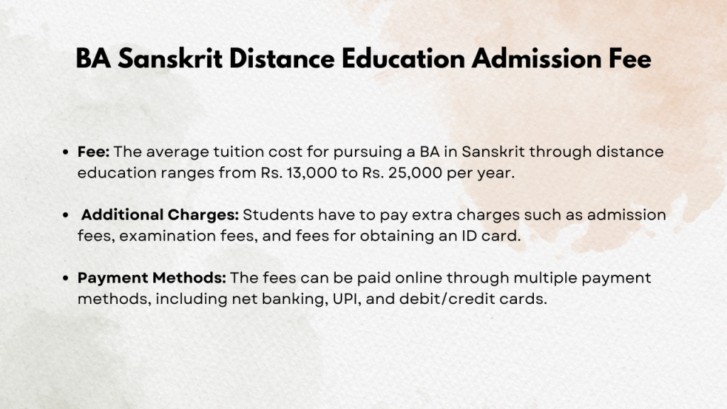 BA Sanskrit Distance Education Admission Fee